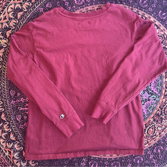 Champion Red Long Sleeve Tee Casual Athletic - Picture 2 of 5